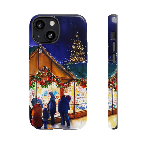 Shopping at the Christmas Market - Impact Resistant Phone Case iPhone 13 Mini Glossy